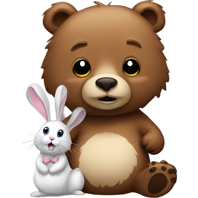 Grizzly bear with Bunny emoji