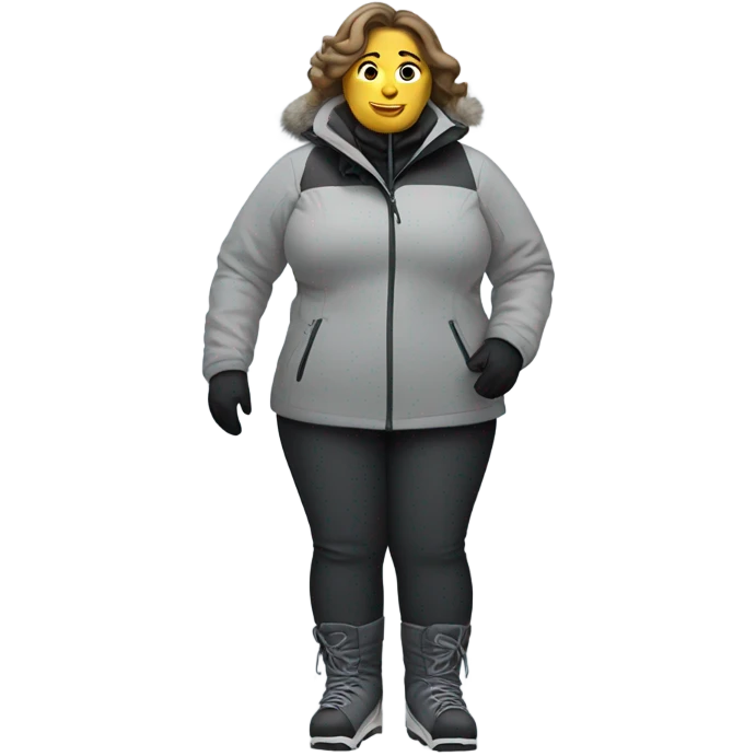 fat female skier with grey jacket and black pants emoji
