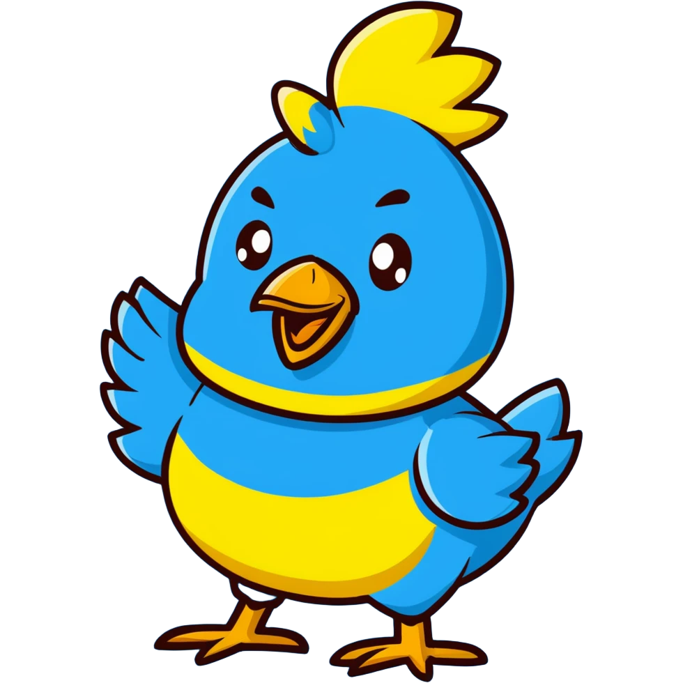 shouting yellow chicken with a funny expression emoji
