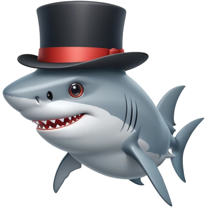 Shark with a top hat emoji