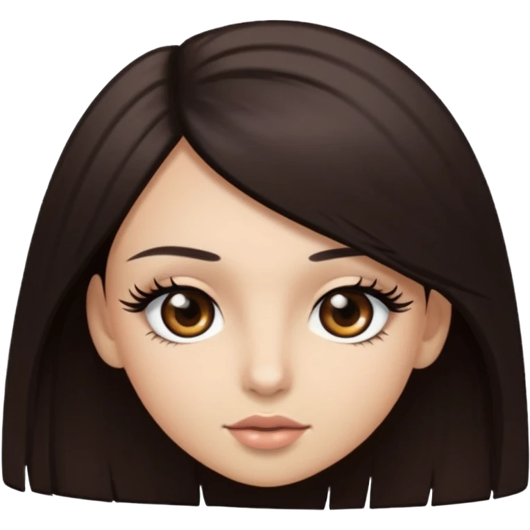 straight hair dark brown eyes and long lashes with and light  skin emoji