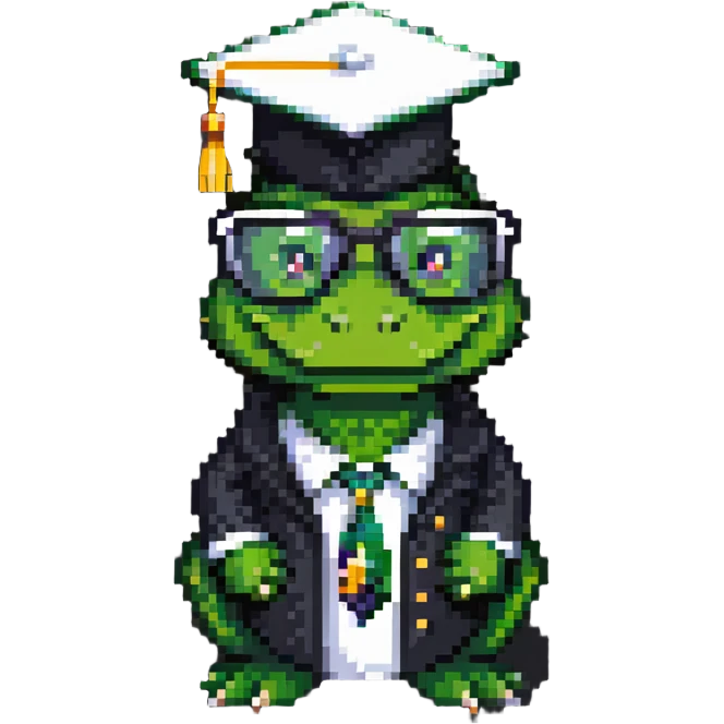academic alligator wearing glasses and a graduation cap emoji