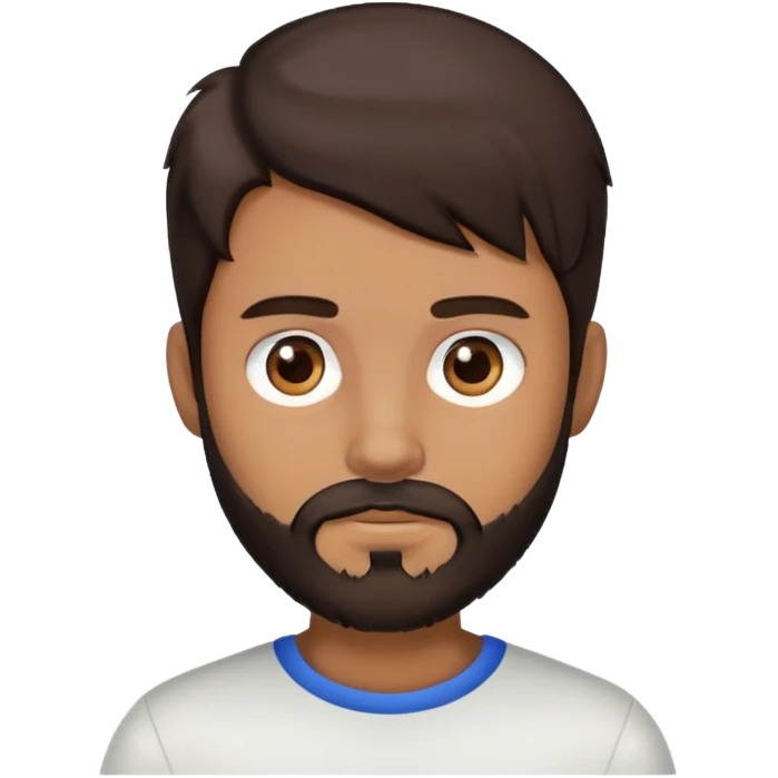A boy with dark brown hair and brown eyes with two hairs as a beard emoji