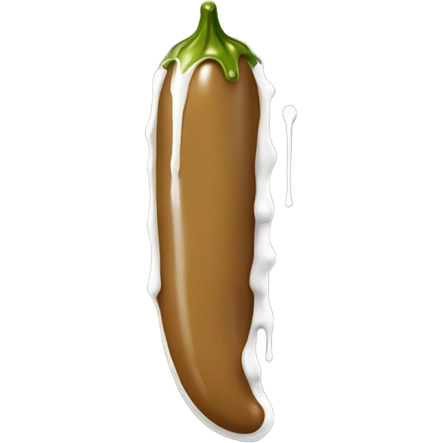 Light-brown skinny long pickle with white paint dripping emoji