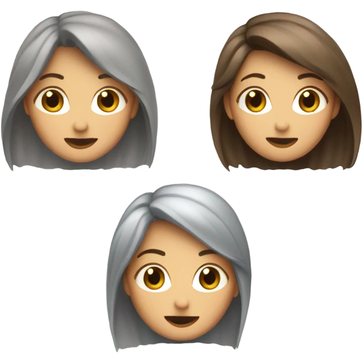 Dancing girls 1 with brown long hair 2 with brown short hair and 1 with short gray hair emoji