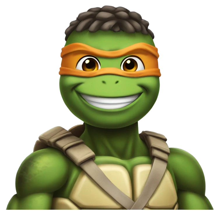 Ninja turtle Mikey winking emoji