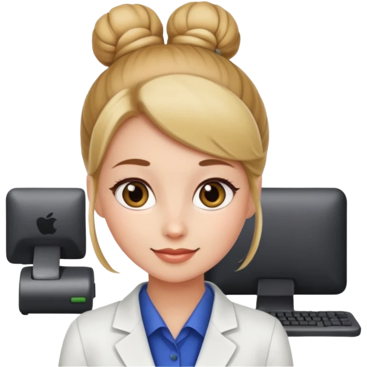 receptionist face with bun emoji