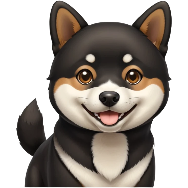 cute black Shiba Inu dog with happy expression emoji