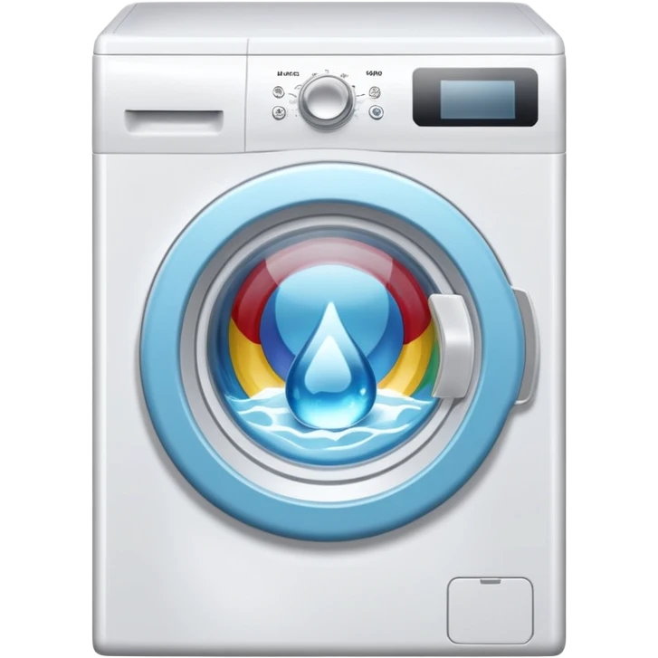 create an icon for white washing machine with big water drop in front emoji