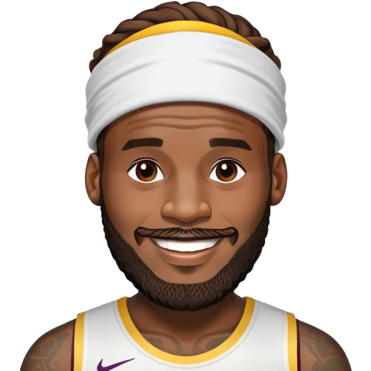 LeBron James smiling face with his iconic beard and headband emoji