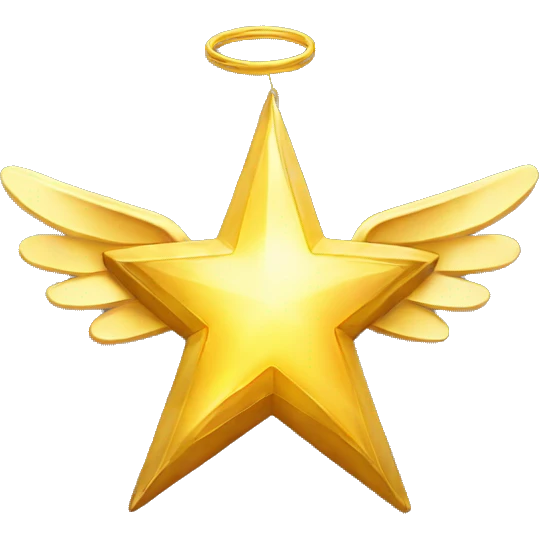 Golden Star with angel wings emoji
