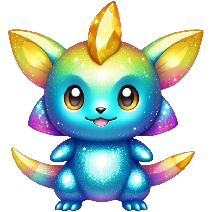 Randomly-colored sparkly chibi Fakémon-creature emoji