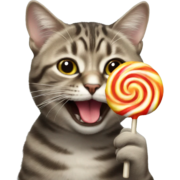 Cat eating lollipop  emoji