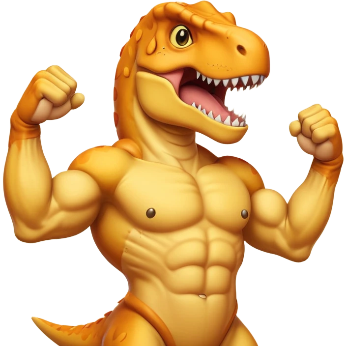 t-rex flexing biceps, emoji style emoji