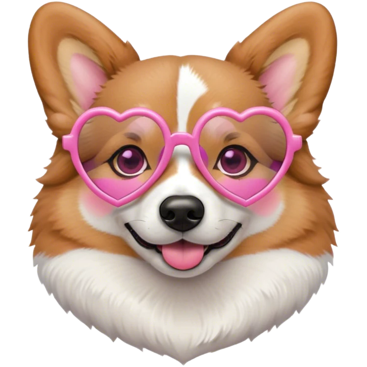 Cute corgi wearing pink heart glasses emoji