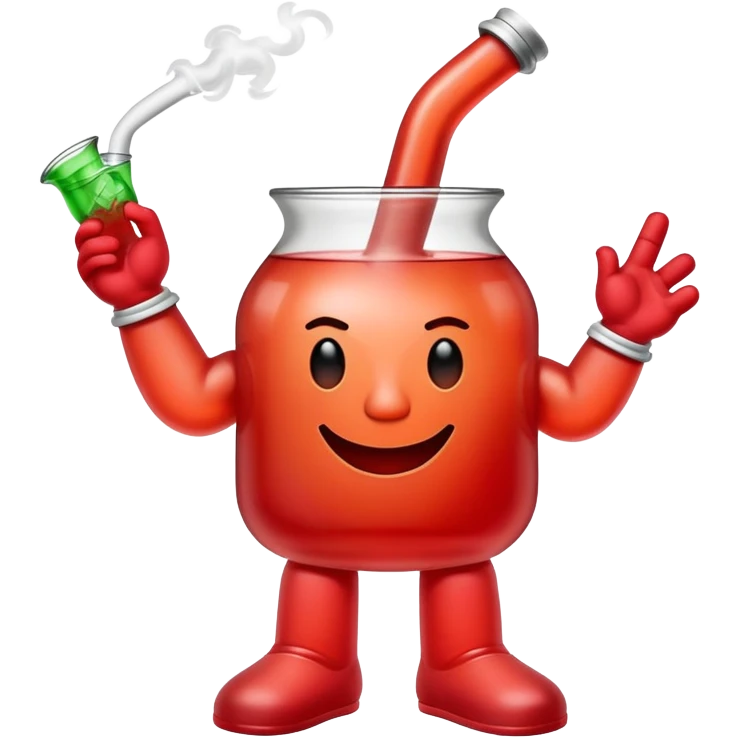 Kool-Aid man with visible arms and legs smoking a bong emoji