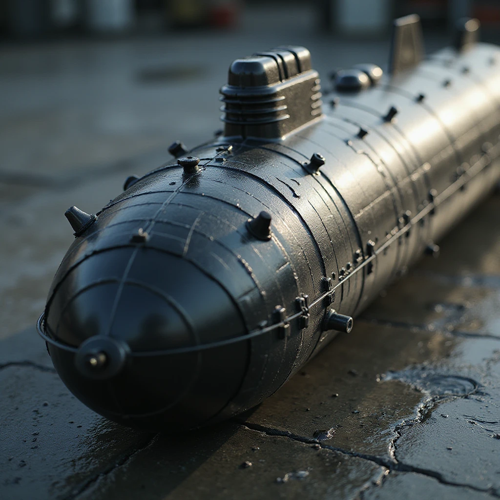 torpedo, detailed texture, realistic lighting, in a military setting emoji