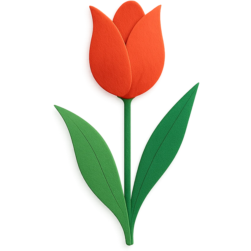 single tulip, layered paper details, elegant shape, vivid color emoji