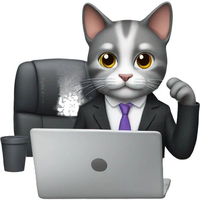 business cat working emoji
