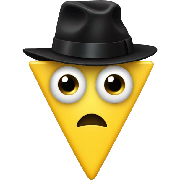 Yellow triangle with one eye and black bow tie and black hat emoji
