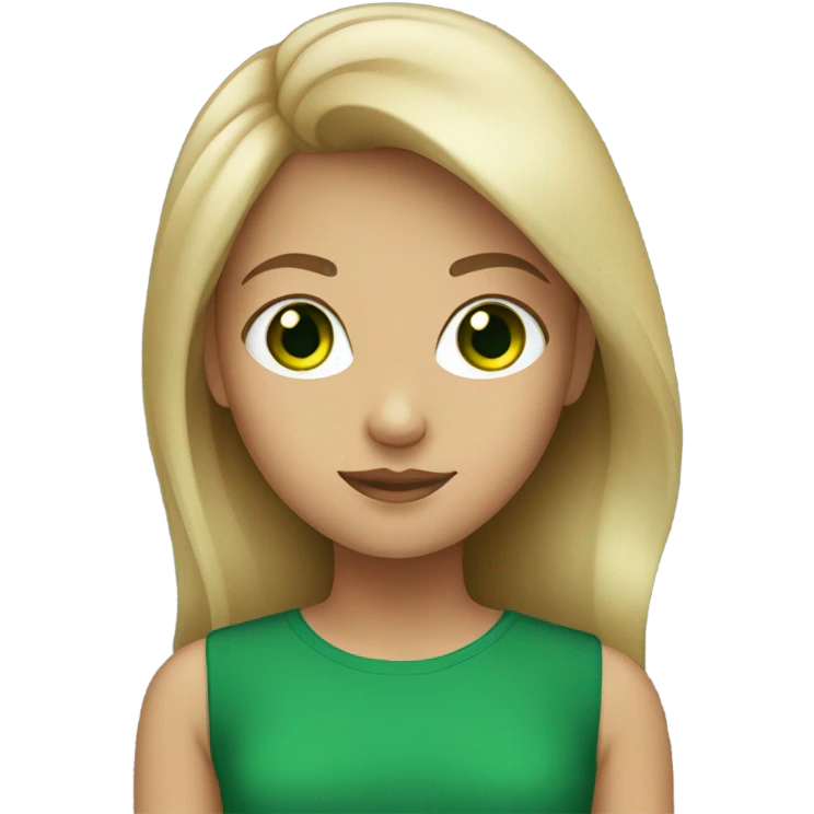 Dark blonde girl with green eyes. emoji