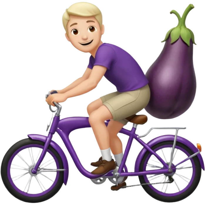 Guy riding a eggplant like a bike emoji emoji