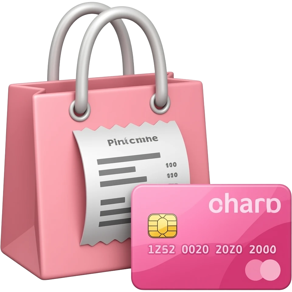 Create pink shopping emojis emoji