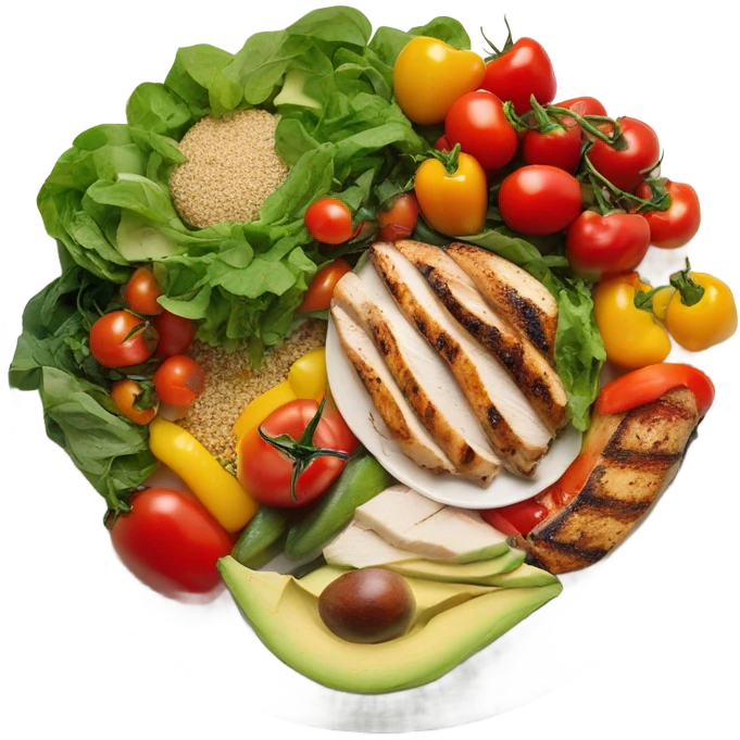 Look up on a large white round plate of healthy food emoji