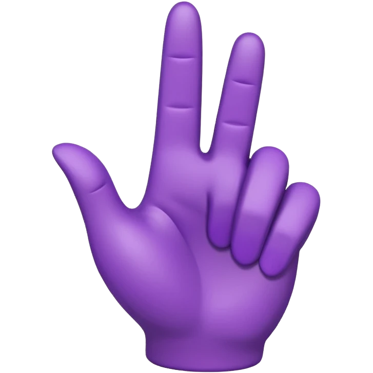 A 3D emoji-style human hand making a ‘pointing up with one finger’ gesture. The entire hand is colored in vibrant purple, with smooth glossy texture, simple shading, and no background. emoji