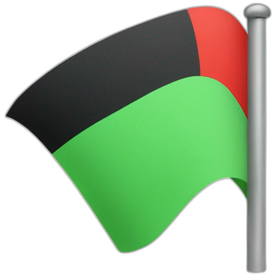 Flag with two horizontal green stripes at the top, red at the bottom and a horizontal black triangles emoji