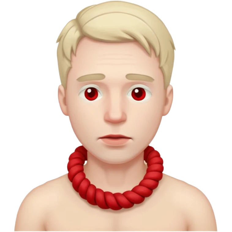 A man suffocating himself with a rope around his throat tight emoji