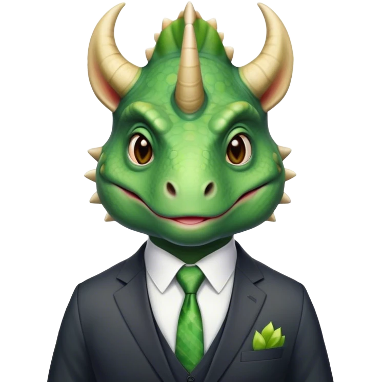 faces of different office green triceratops in a suit emoji