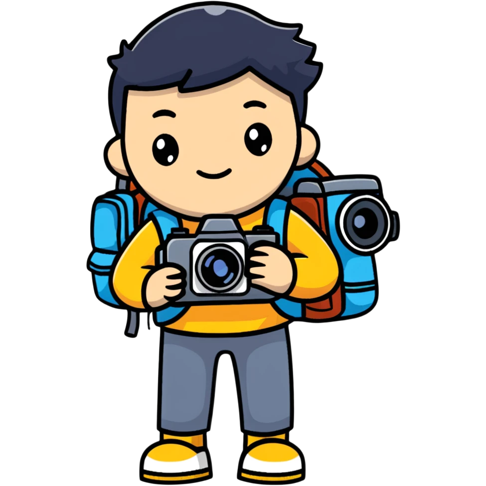 tourist with camera and backpack emoji