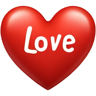 Big red heart emoji with the word love written in it emoji