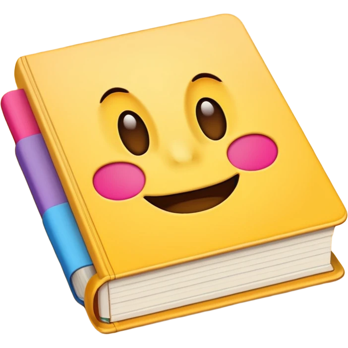 A textbook with the word 'emoji' written on the cover emoji