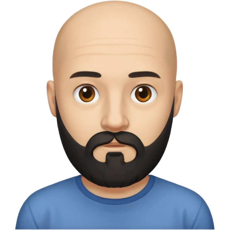 black long beard bald man with shirt emoji