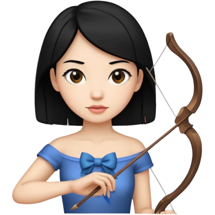 Creami una donna  con capelli neri con un arco emoji