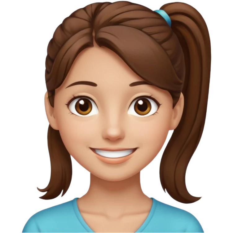a brown haired girl  in a high ponytail but make her really pretty with brown eyes emoji