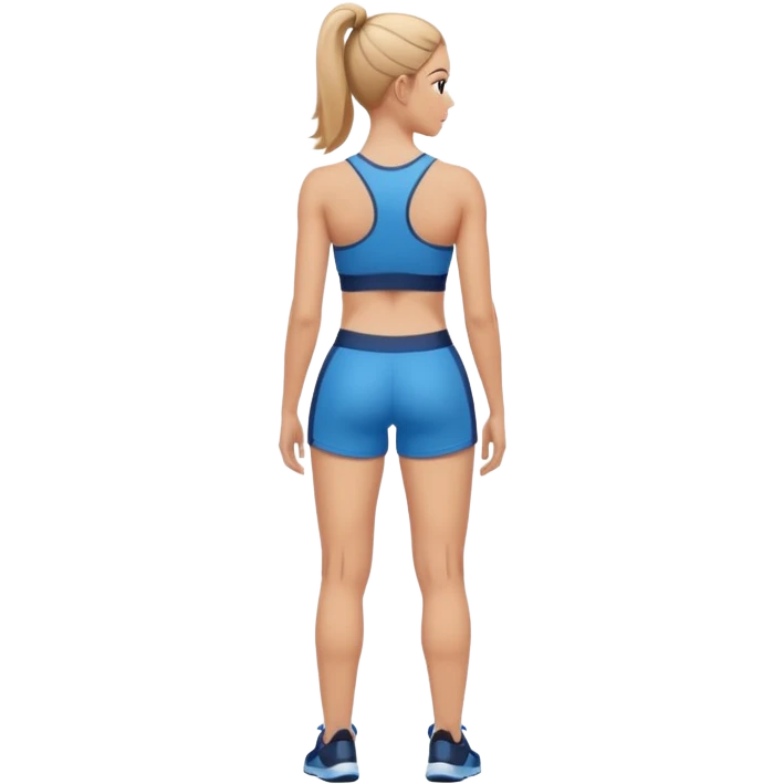 sporty woman cartoon emoji style without cloths back view emoji