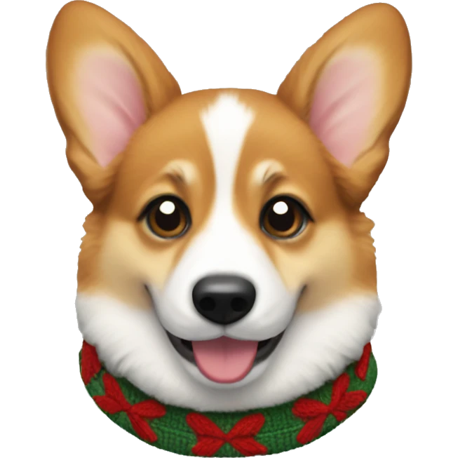 Corgi puppy dressed in a Christmas sweater emoji