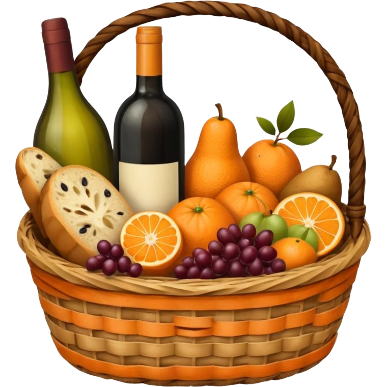Orange basket with both food, drink and fruits emoji