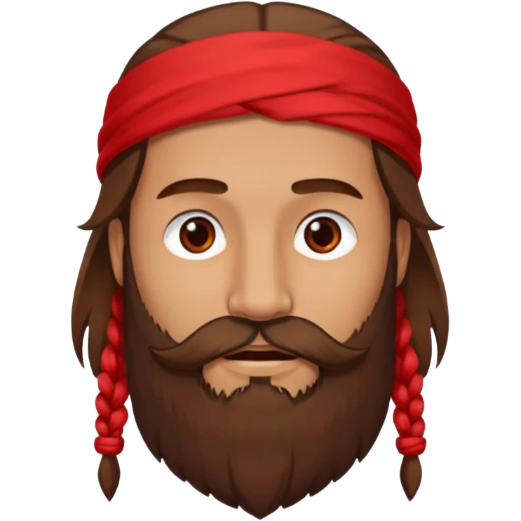 A man with a beard, long hair and a red thread emoji