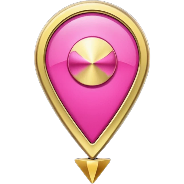 A dark pink location pin with golden details and accents.  emoji