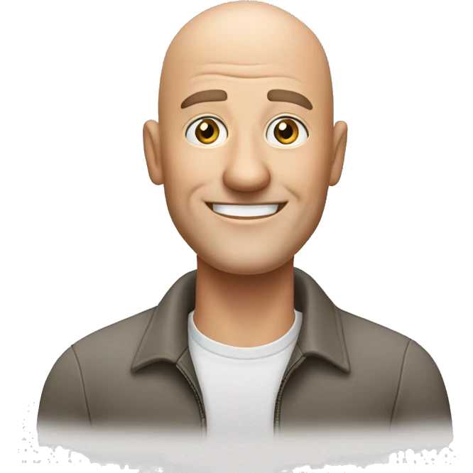 a bald friendly man who is welcoming in his mid 50s with no spectacles and no facial hair for a travel tour guide company logo emoji