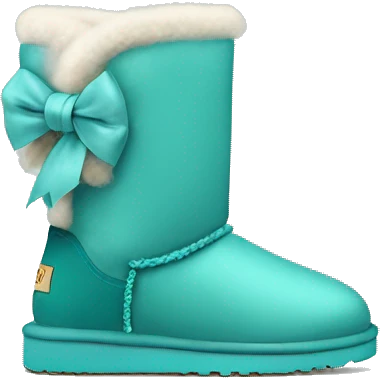 Realistic light teal ugg boots with fur and  and light teal bow. emoji