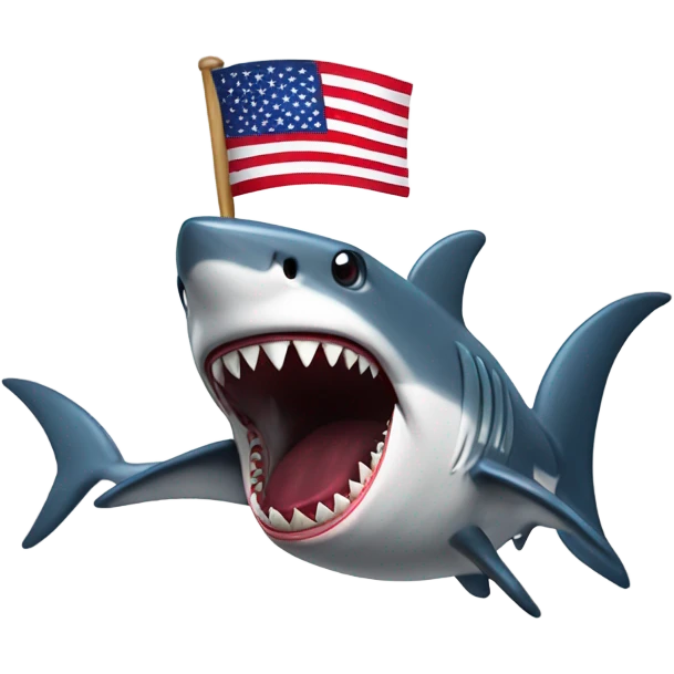 Shark holding American flag emoji