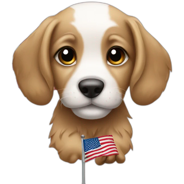 puppy with USA flag emoji