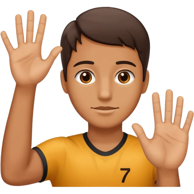 🤷🏻‍♂️ number 6 in left hand and number 7 in the right hand emoji