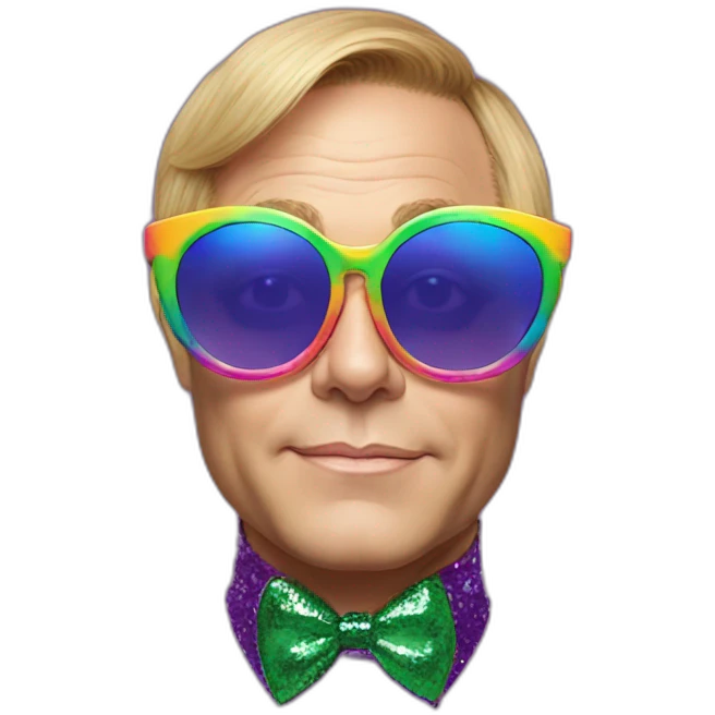 elton john in oversized cat-eye colorful sunglasses for mardi gras emoji