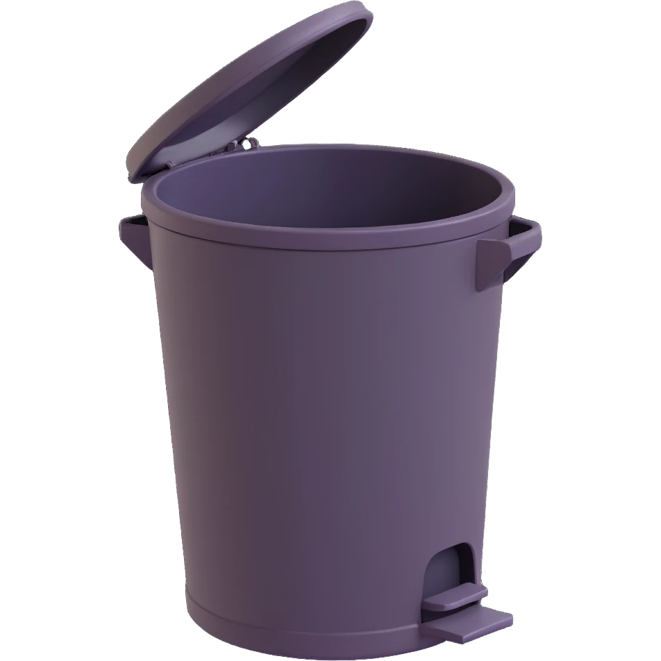 Draw a Pixar-style trash can. The view should be at an angle, as in the reference. Do not use the face, eye, and mouth. emoji